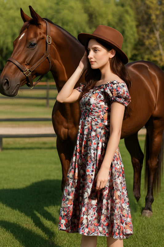 Puffs Midi Dress - Butter crepe