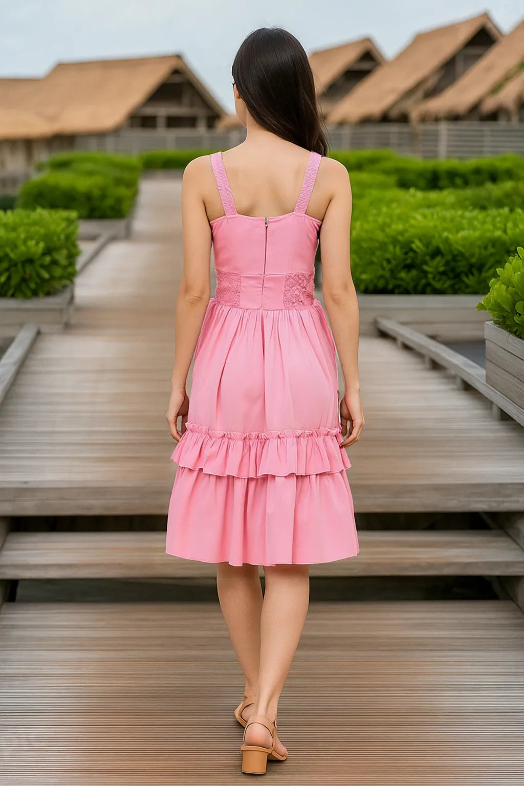 Solid Mini Dress - Textured Crepe