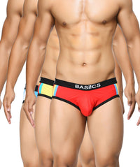 BASIICS Men Double Stripe Classic Cotton Spandex Briefs Pack of 3