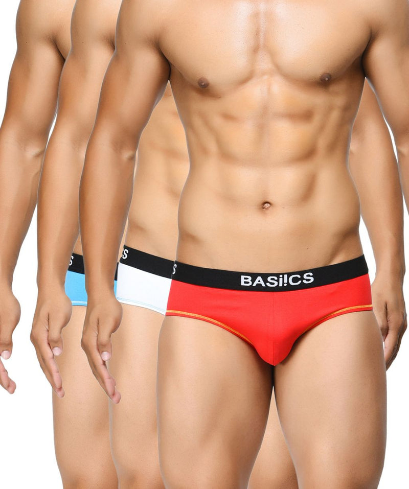 BASIICS Men Everyday Active Cotton Spandex Briefs Pack of 3