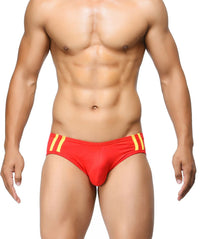 BASIICS Red Men Striped and Solid Fashion Cotton Spandex Briefs