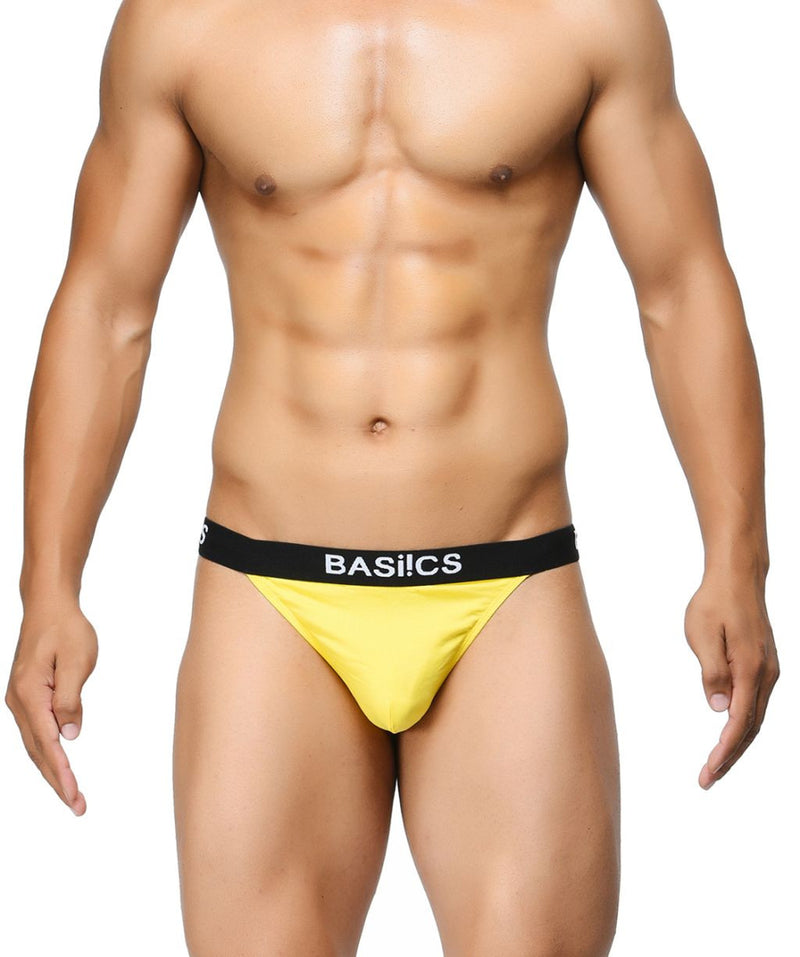 BASIICS Yellow Men Prime Cotton Spandex Thongs