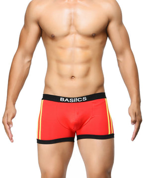BASIICS Red Men Body Boost Striped Cotton Spandex Trunks