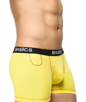 BASIICS Yellow Men Visible Stitch Cotton Spandex Trunks