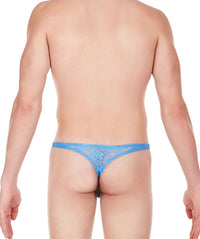 La Intimo Blue Men Intimate Thong Nylon Spandex Lace