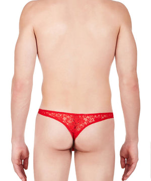La Intimo Red Men Intimate Thong Nylon Spandex Lace