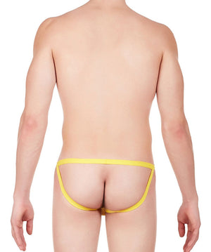 La Intimo Yellow Men Jock Sportswear Nylon Spandex Jockstrap