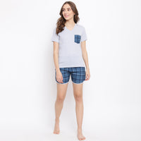 La intimo cute checks boxer shorts & grey T-shirt set