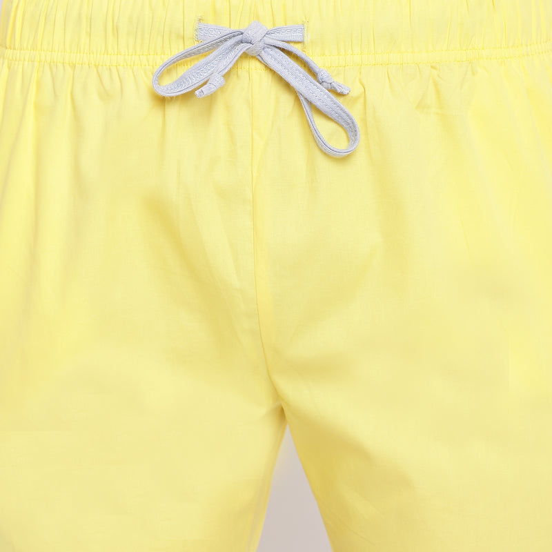 La Intimo Heart Maze Yellow Boxer Shorts & Grey T-Shirt Set