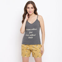 La Intimo Dreamy Love Printed Boxer Shorts & Grey Millage Camisole