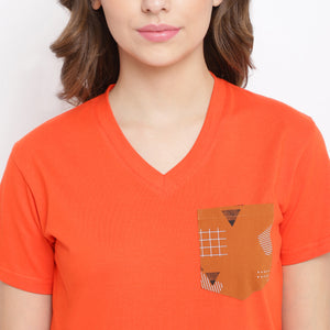 La Intimo Cute Checks Pyjama & Orange T-Shirt Set