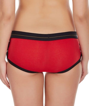 La Intimo Red Women Greek Side Open Cotton Spandex Hipster