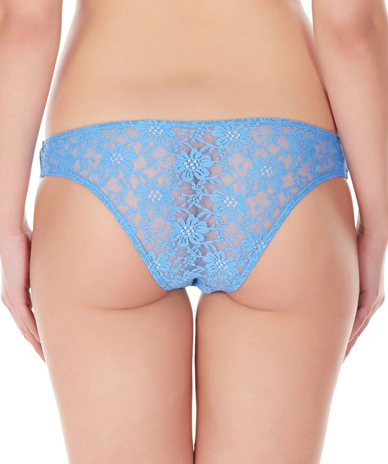 La Intimo Blue Women Intimate Panty Nylon Spandex Lace