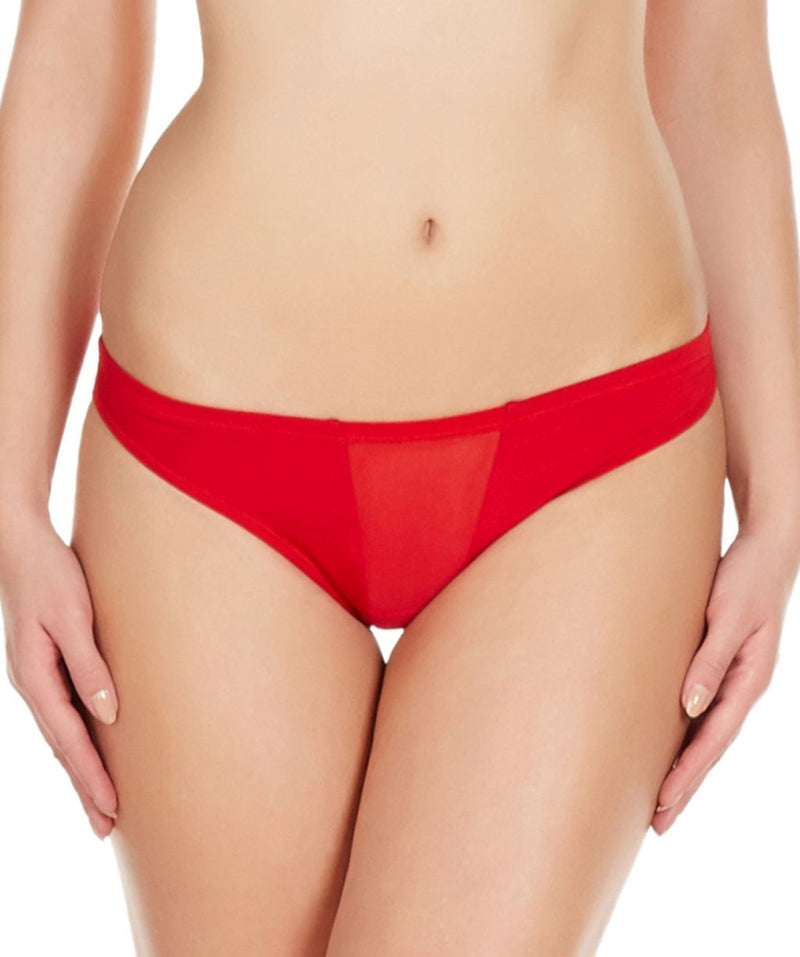 La Intimo Red Women Transparent Window Polyester Spandex Bikini