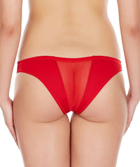 La Intimo Red Women Net Regular Polyester Spandex Bikini