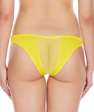 La Intimo Yellow Women Net Regular Polyester Spandex Bikini