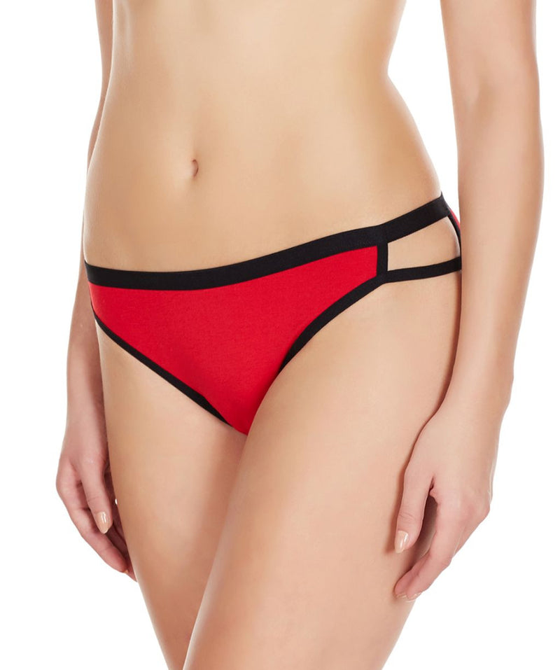 La Intimo Red Women Regular Cotton Modal Spandex Bikini