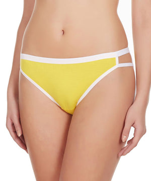 La Intimo Yellow Women Regular Cotton Modal Spandex Bikini