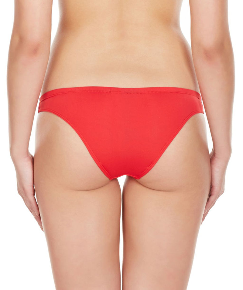 La Intimo Red Women Regular Nylon Spandex Bikini