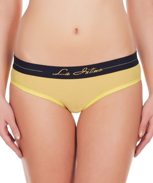 La Intimo Yellow Women Power Girl Shorts Nylon Spandex Bikini