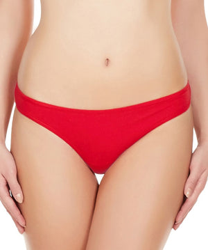 La Intimo Red Women Comfy Thong Cotton Spandex Thong